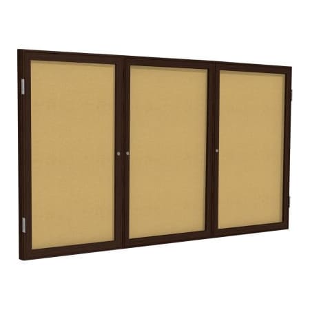Ghent Ghent 3 Door Enclosed Bulletin Board - Natural Cork w/Walnut Frame - 36" x 72" PN33672K